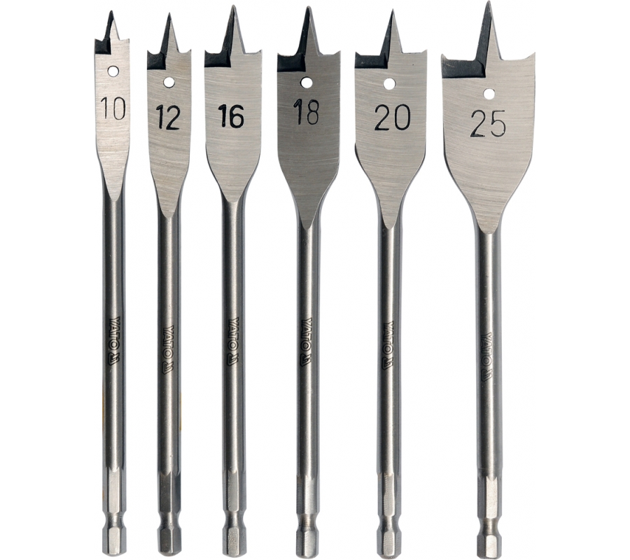 FLAT WOOD DRILL BIT SET 6PCS 10-25MM (YT-3258)