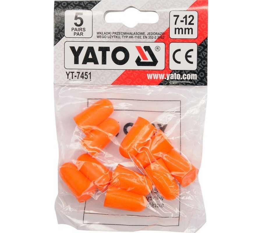 EAR PLUGS FOAM PU 34dB 5 PAIRS (YT-7451)