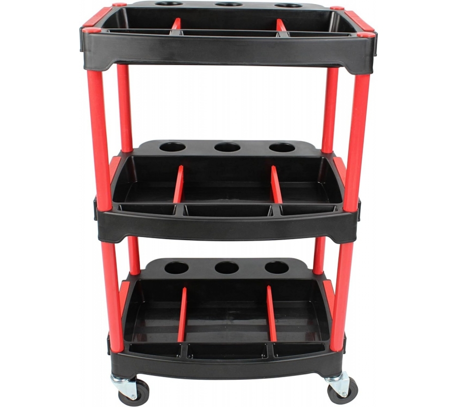 Workshop Trolley 3-Level Composite with Parts Storage + 2 perforations with 8 hooks (WT3P)