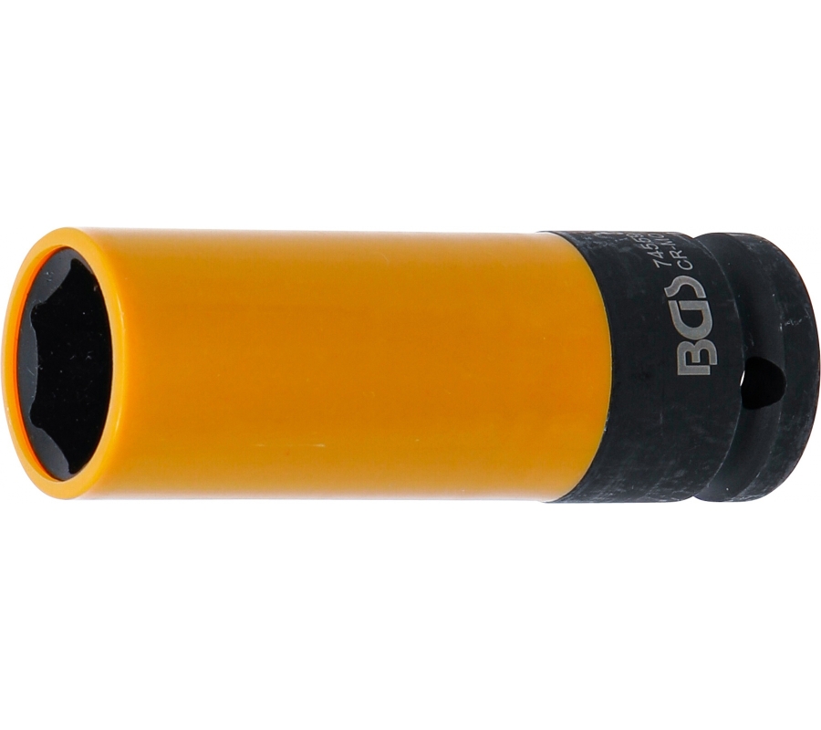 Galvutė smūginė ilga plonasienė | su plastikine apsauga | 12,5 mm (1/2") | 19.5 mm (74559)