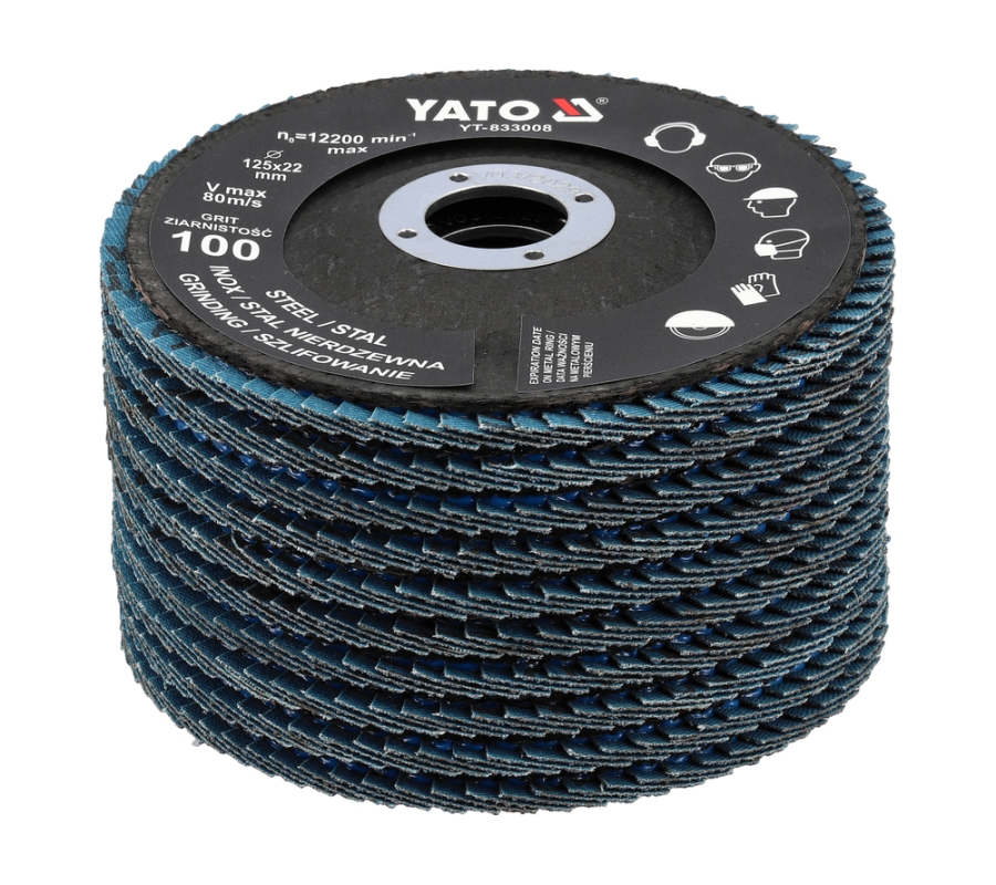 Flap disc | ZIRCONIUM | P100 | 125X22mm | 10 pcs (YT-833003)