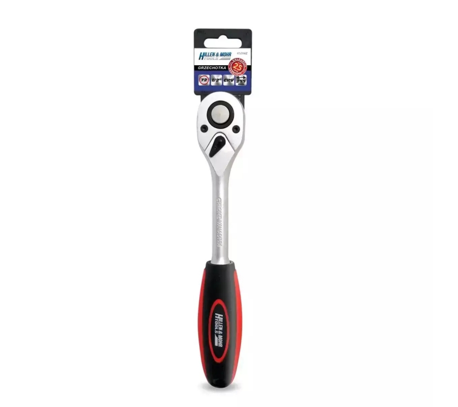Raktas galvutems terkšlinis 1/2", 72T, CRV 6140, tiesus (17J316Z)