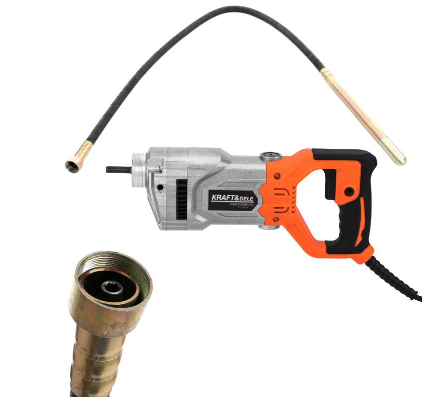 Concrete vibrator 1300W + Hose 30mm x 2m, threaded connection (KD10855+KD10856)