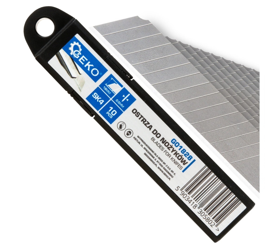 Snap-Off Utility Knife Blades 100 × 18 × 0.5 mm, SK4, 10 Pieces (G01828)