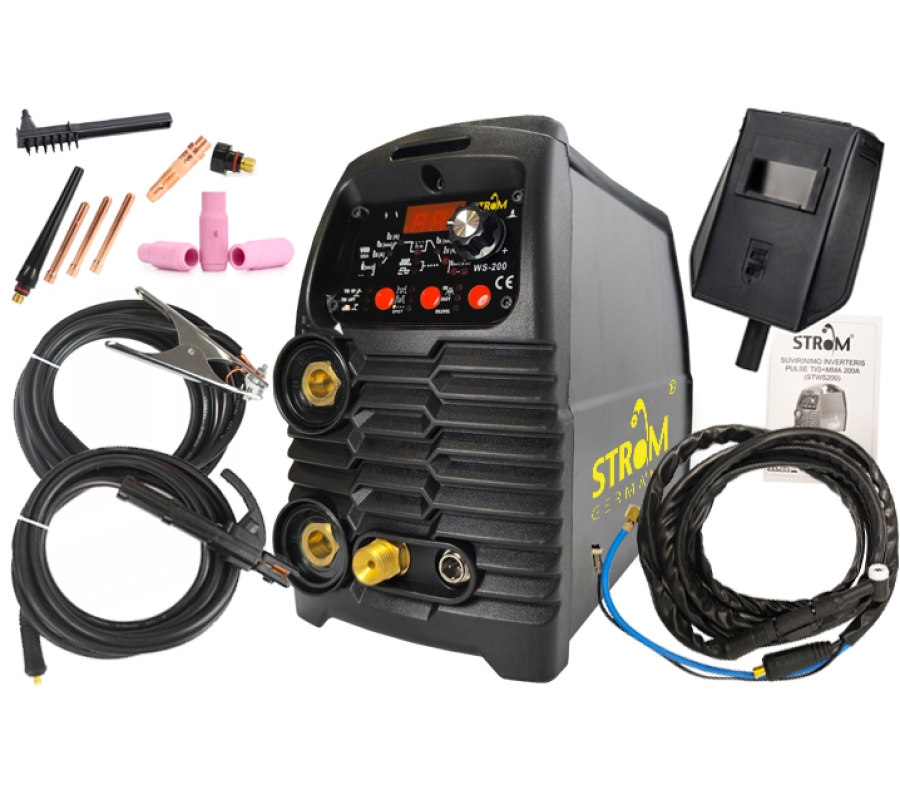 Suvirinimo aparatas PULSE TIG+MMA 200A, 220V (STWS200)