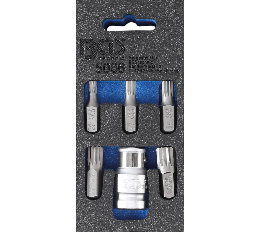 Screwdriver Bit Set | 10 mm (3/8") drive | Spline (for XZN) | 6 pcs. (5006)