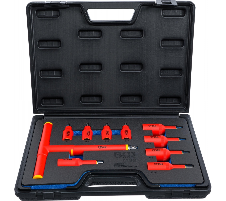 VDE Bit Socket Set | 10 mm (3/8") / 12.5 mm (1/2") Drive |Internal Hexagon 4 - 10 mm | 10 pcs. (7132)