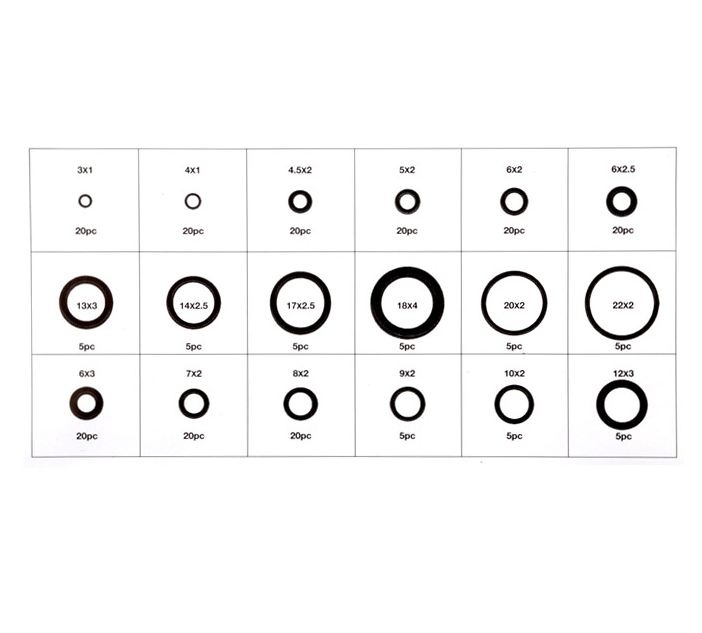 Manžetų rinkinys kondicionieriams HNBR | Ø 3 - 22 mm | 225 vnt. (8121)