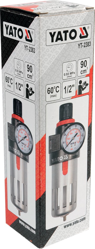 Drėgmės filtras su reguliatoriumi ir manometru 1/2" (YT-2383)
