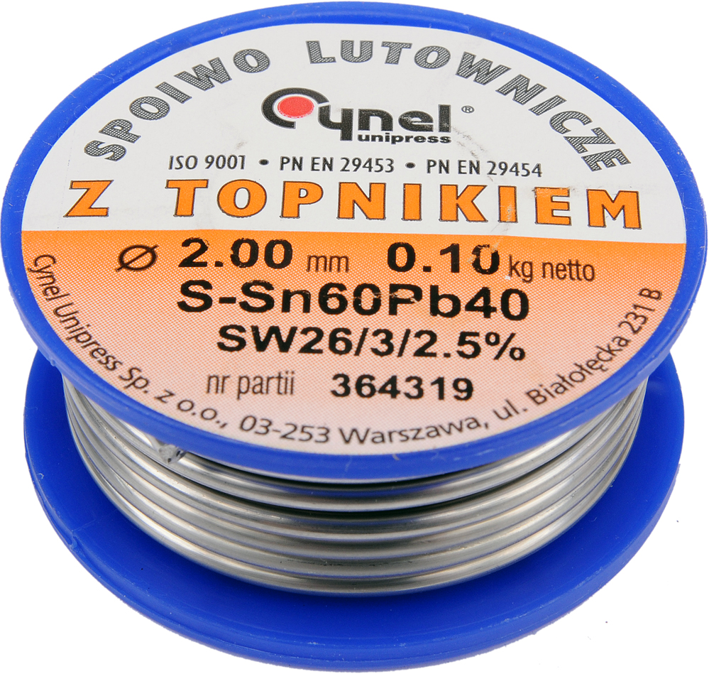 Припой для пайки Sn60Pb40 Ø 2,0мм/100г (76818)