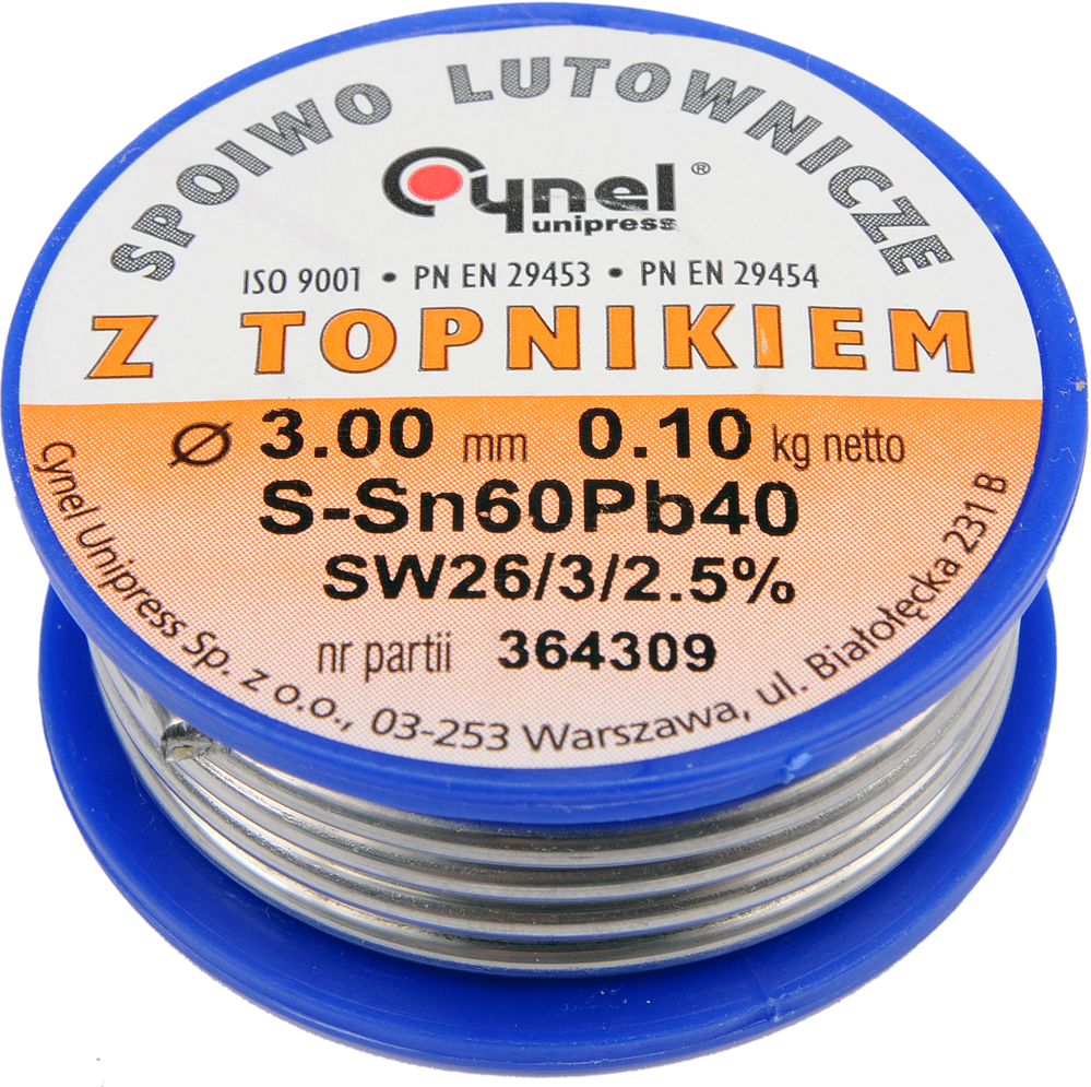 Припой для пайки Sn60Pb40 Ø 3,0мм/100г (76826)