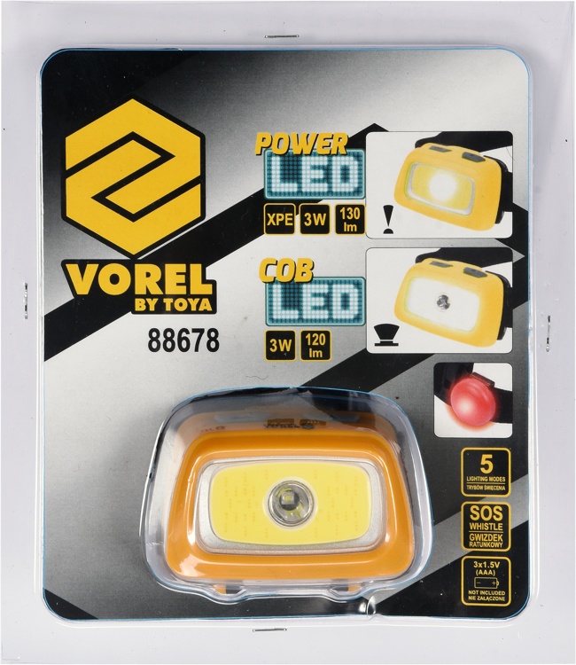Нал. светод. фонарь CREE 3Вт+COB LED 3Вт (88678)