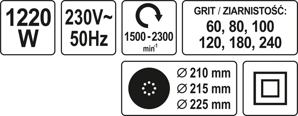 Sienų / lubų šlifavimo mašinėlė | 225 mm | 1220W (YT-82340)