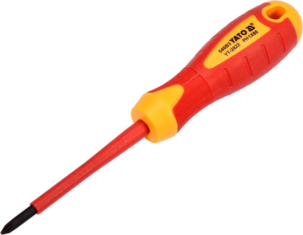 VDE Slot Screwdriver, 1000V PH1x80 mm (YT-2822)