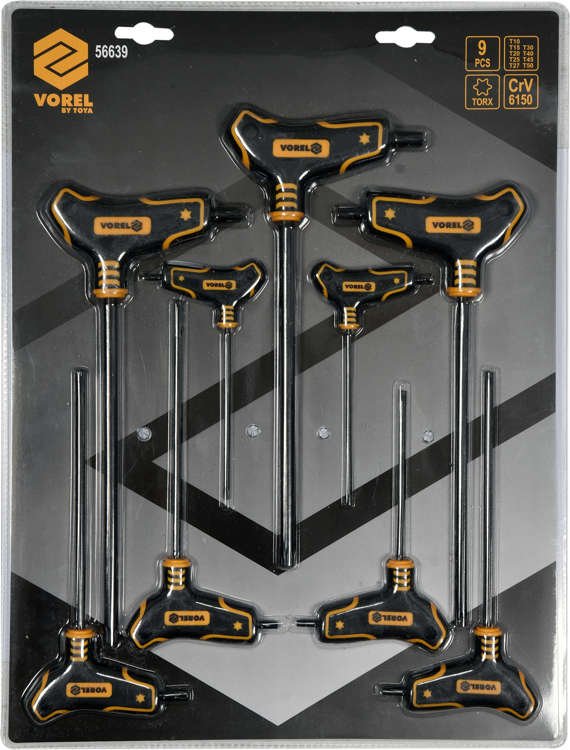 L tipo atsuktuvų su rankena rinkinys | T-Star (Torx) | 9 vnt (56639)