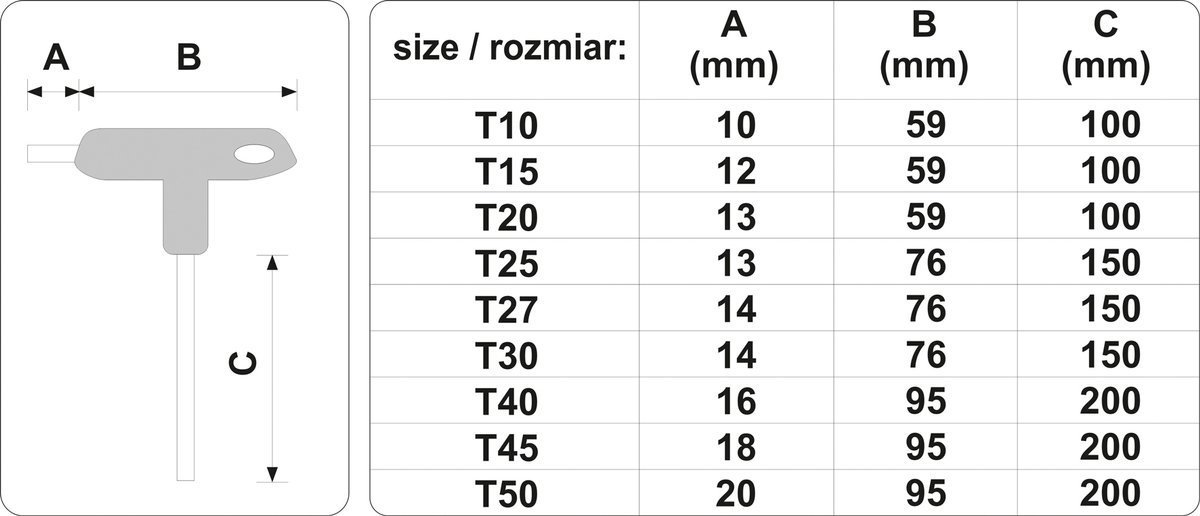 L tipo atsuktuvų su rankena rinkinys | T-Star (Torx) | 9 vnt (56639)