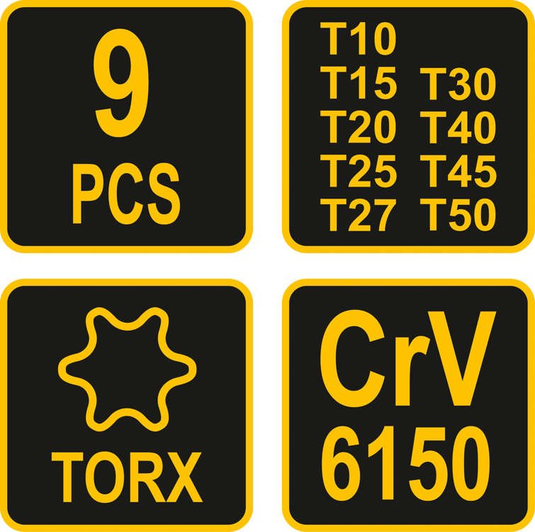 L tipo atsuktuvų su rankena rinkinys | T-Star (Torx) | 9 vnt (56639)