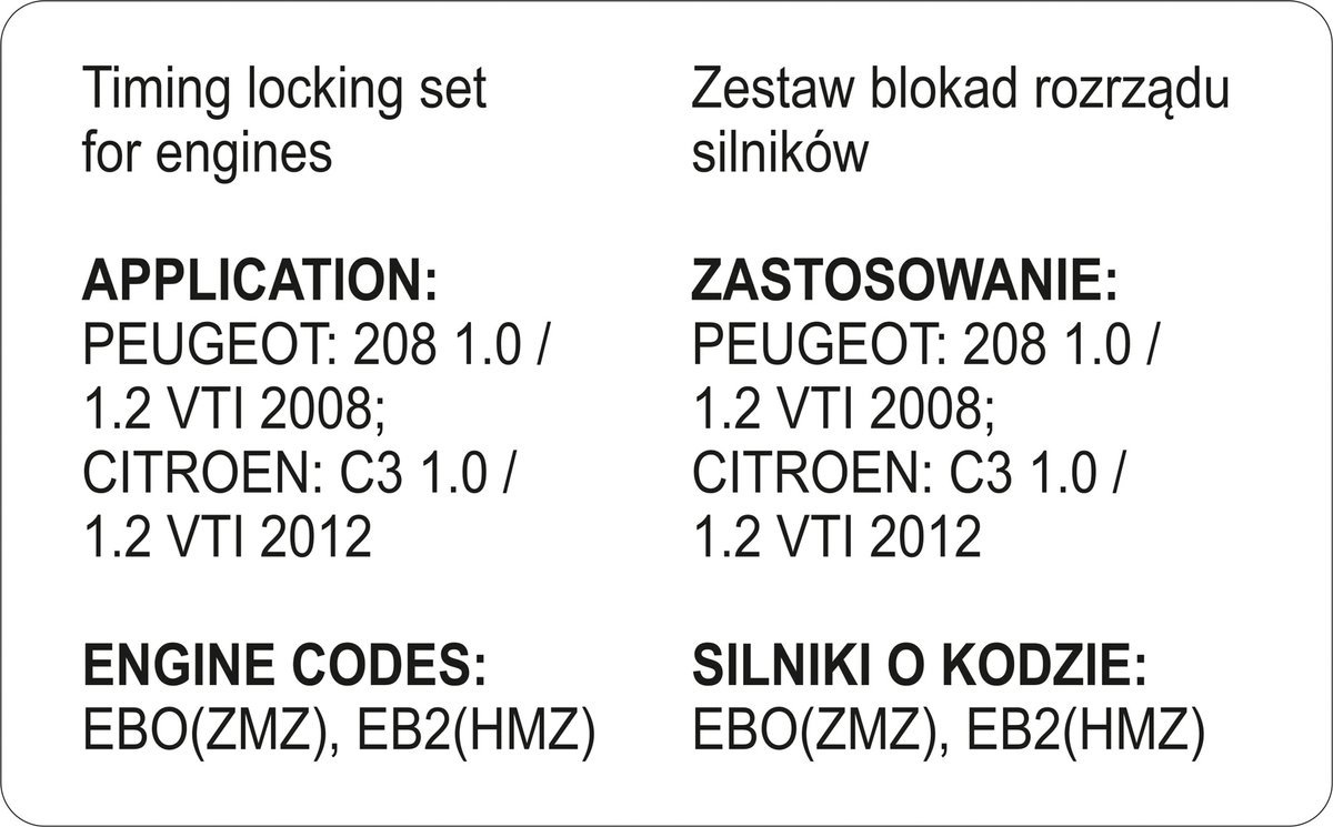Variklio fiksavimo įrankių rinkinys | Peugeot / Citroen | Benzinas 1,0 - 1,2 VTi (YT-06023)