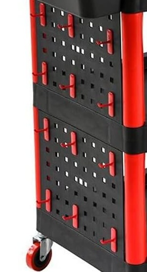 Workshop Trolley 3-Level Composite with Parts Storage + 2 perforations with 8 hooks (WT3P)