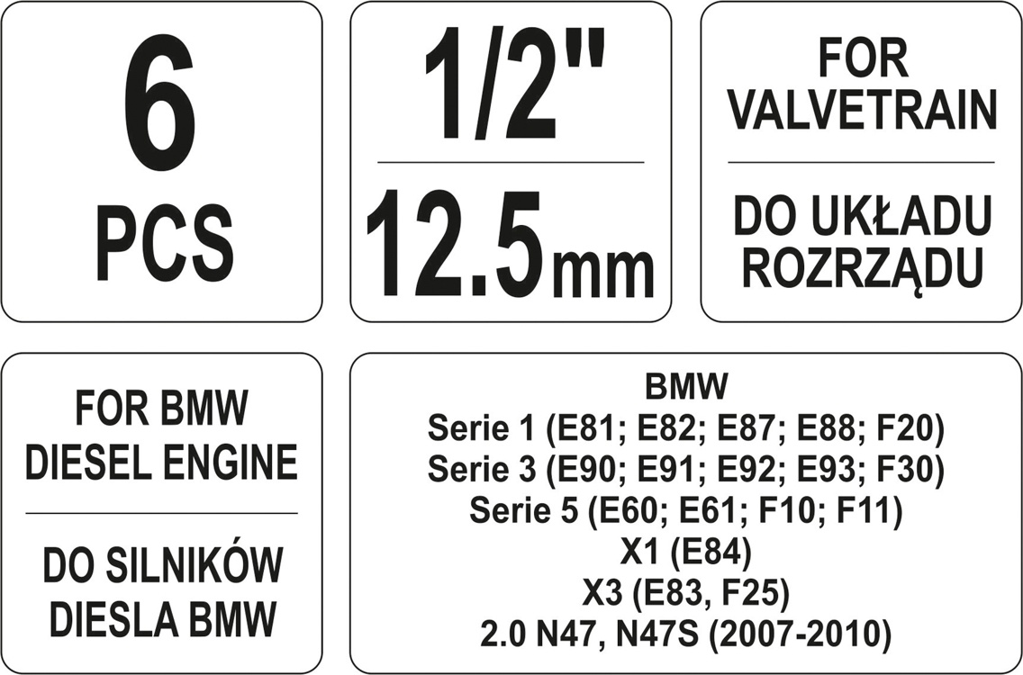 Variklio fiksavimo įrankių rinkinys | BMW N47, N47S, N57 (YT-06018)
