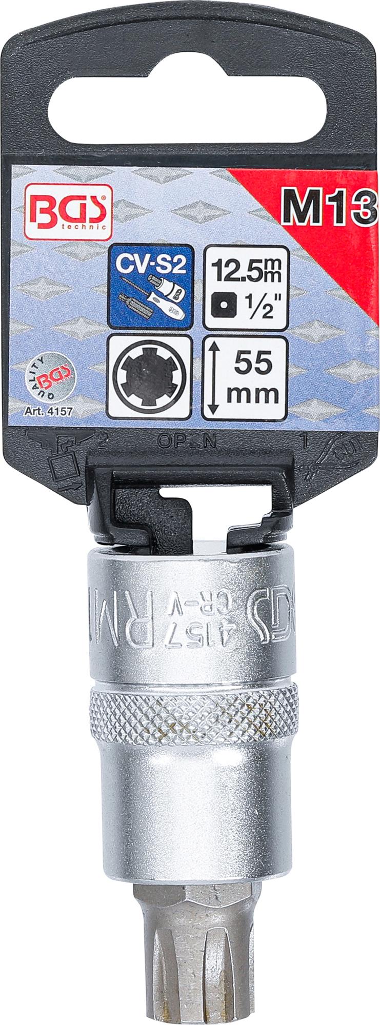 Bit Socket | 12.5 mm (1/2") Drive | Spline (for Ribe) M13 (4157)