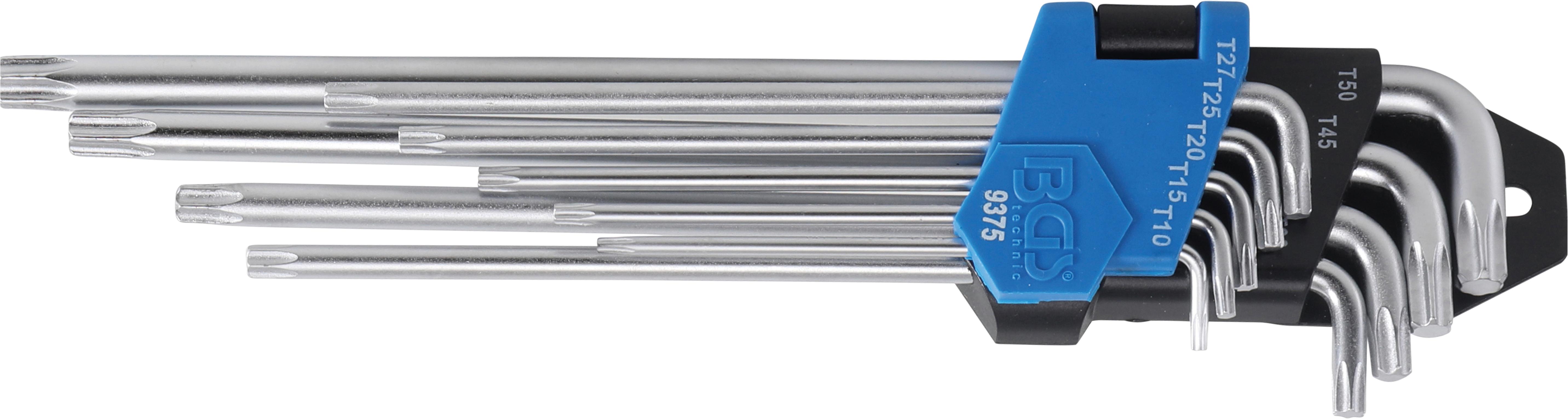 L tipo raktų rinkinys | labai ilgi + labai trumpi | T-Star (Torx) T10 - T50 | 9 vnt. (9375)