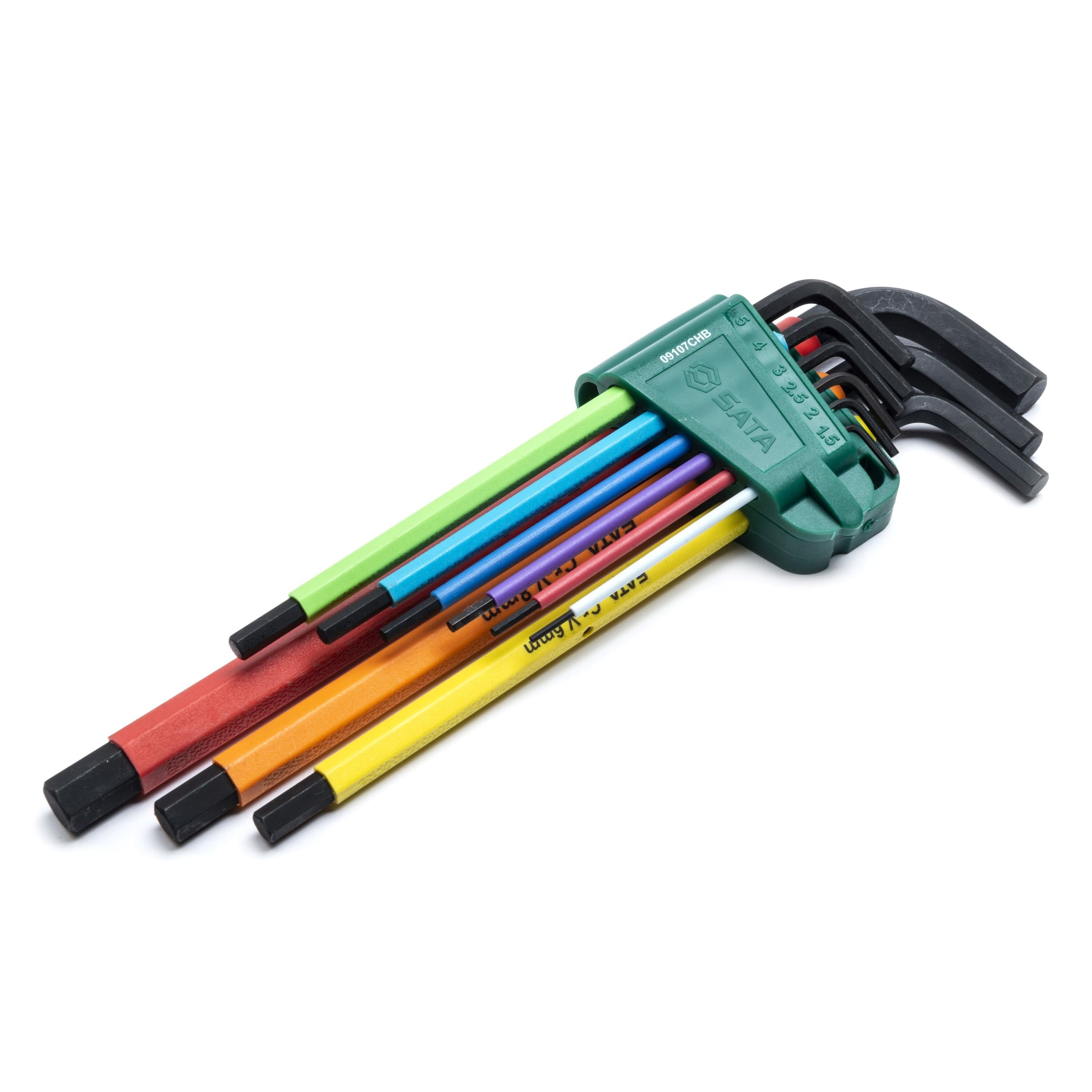 L-tipo šešiakampių vidutinių, raktų rinkinys 9vnt. (spalvoti)(1.5-10mm) (ST09107CHBSJ)