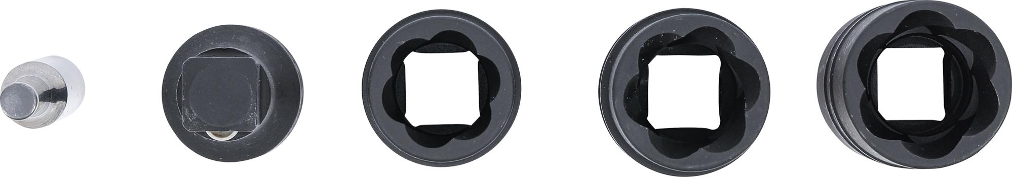 Specialus smūginių dvipusių galvučių rinkinys / sraigtiniai ištraukikliai ir ilgintuvas | 12,5 mm (1/2") | 17-19-21 mm | 3 vnt. (7467)