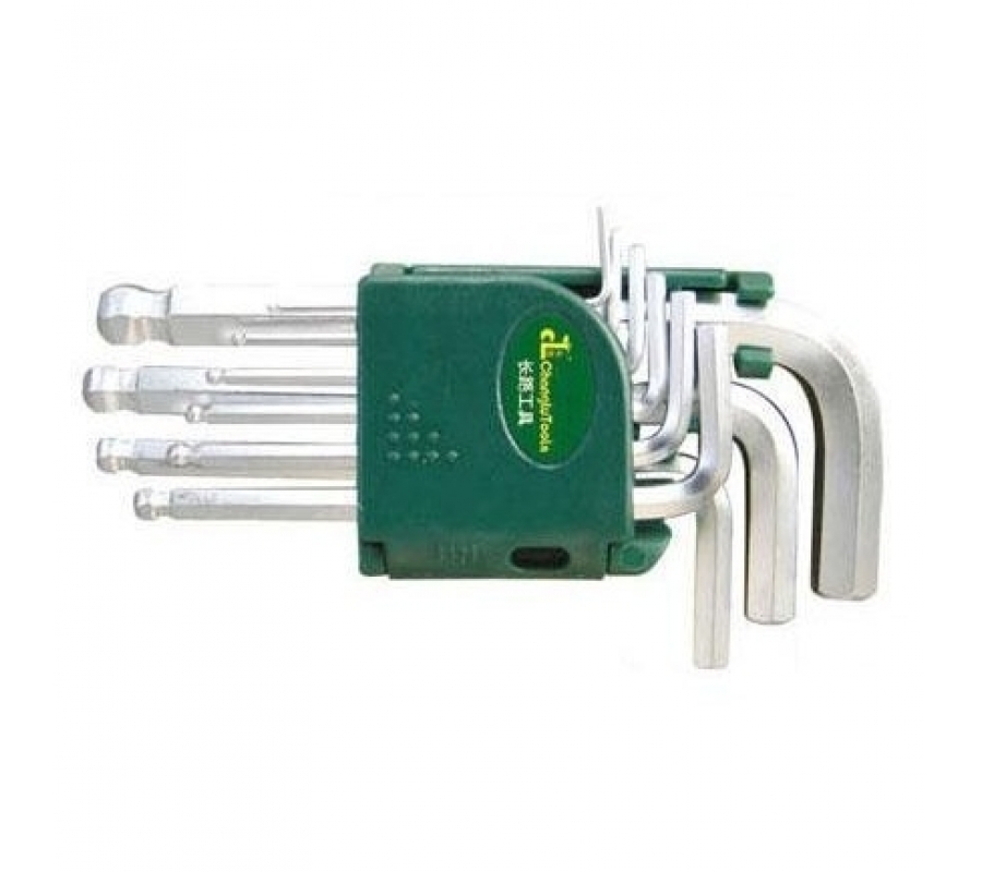 L-type hex key short, ball point set 9pcs. (CL401901)