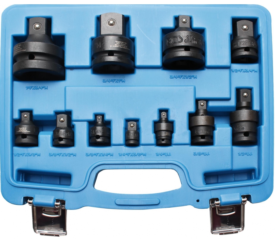 Smūginių adapterių ir šarnyrų / kardanų rinkinys | 6.3 mm (1/4") - 25 mm (1") | 11 vnt. (25140)