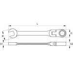FLEX. RATCHETING COMBINATION WRENCH 15MM (YT-1681)