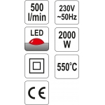 Фен технич.2000Вт. в наборе 70~550°C (YT-82292)