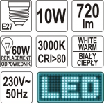 LED lemputė A60 E27 10W 230V 720LM (YT-81852)