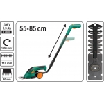 CORDLESS GRASS AND HEDGE TRIMMER 55-85 MM, 3,6V LI-ION (79501)