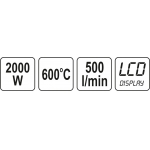 Techninis kaitinimo fenas/orpūtė | priedai | LCD displėjus | 2000 W (YT-82293)