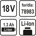 Аккум. LI- ION 18В 1,3Ач/арт. 78983 (78987)
