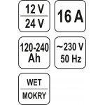 Зарядное устройство 12/24V, START / BOST,20А 240Ah (YT-8304)