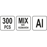 Srieginių plieninių ir aliuminų kniedžių rinkinys MIX | M3-M10 | 300 vnt. (YT-36480)