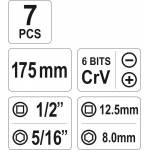 Smūginis reversinis atsuktuvas | su 6 antgaliais (YT-28003)