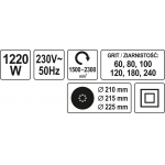 Sienų / lubų šlifavimo mašinėlė | 225 mm | 1220W (YT-82340)