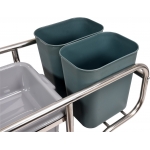 Nerūdijančio plieno indų surinkimo vežimėlis | su 5 konteineriais (YG-09101)