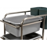 Nerūdijančio plieno indų surinkimo vežimėlis | su 5 konteineriais (YG-09101)