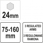 Bako jutiklio veržliaraktis, reguliuojamas | 75 - 160 mm | 24 mm (YT-06288)