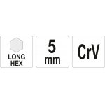 L tipo raktas | ilgas | hex šešiakampis | 5,0 mm (YT-05436)