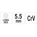 L tipo raktas | ilgas | hex šešiakampis | 5,5 mm (YT-05437)