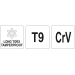 L tipo raktas | ilgas tipas | T-Star (su skyle) (Torx) T9 (YT-05513)