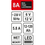 Зарядное устр./аккум. 6-12В/8А/120Ач LED (82543)