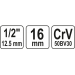 Galvutė žvakėms šešiakampė | 12,5 mm (1/2") | 16 mm (YT-12531)