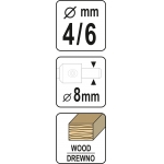 Grąžtas/freza medžiui | baldų varžtams | 4-6 mm (YT-33021)