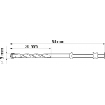 UNIVERSAL DRILL WITH HEX SHANK 3,0MM (YT-44780)